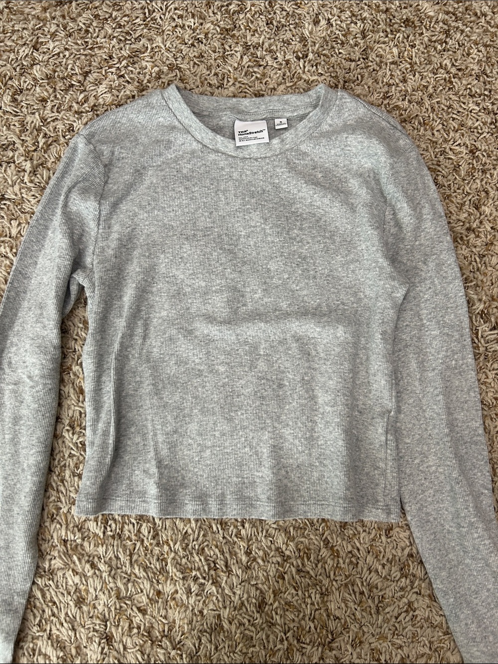 TNA Light Gray Long-Sleeve Ribbed Women's Top